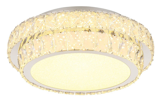 Globo LED Deckenleuchte Klara 38W dimmbar Fernbedienung CCT warm-/tageslichtweiss Verchromt klar Metall K5 Kristalle Ø40cm