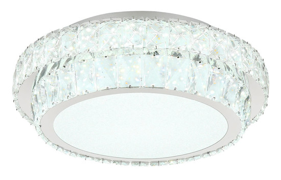 Globo LED Deckenleuchte Klara 38W dimmbar Fernbedienung CCT warm-/tageslichtweiss Verchromt klar Metall K5 Kristalle Ø40cm
