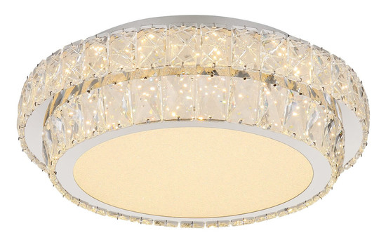 Globo LED Deckenleuchte Klara 38W dimmbar Fernbedienung CCT warm-/tageslichtweiss Verchromt klar Metall K5 Kristalle Ø40cm