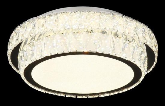 Globo LED Deckenleuchte Klara 38W dimmbar Fernbedienung CCT warm-/tageslichtweiss Verchromt klar Metall K5 Kristalle Ø40cm