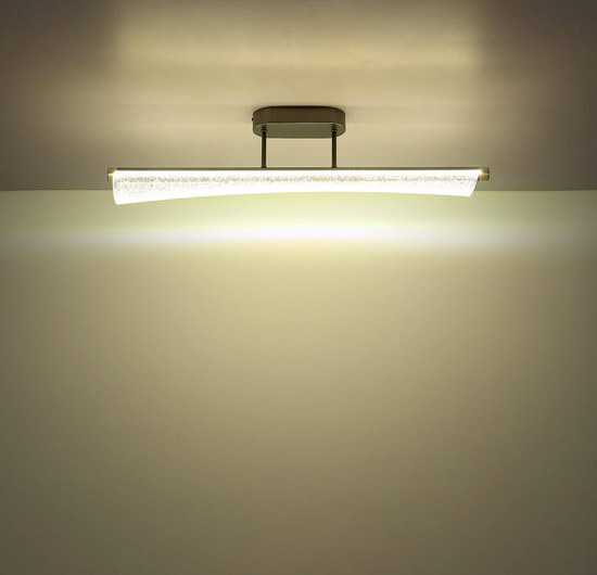 Globo LED Deckenleuchte Malinda 28W CCT warm-/neutral-/tageslichtweiss Anthrazit matt klar mit Luftblasen Metall 81x19cm