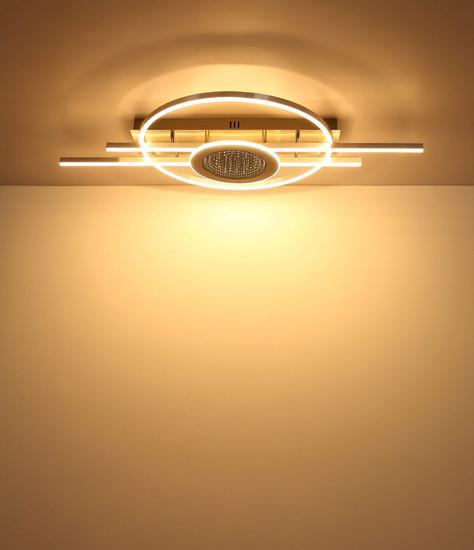Globo LED Deckenleuchte Donte 40W warmweiss Silberfarben matt gebürstet Metall Aluminium 95x50cm