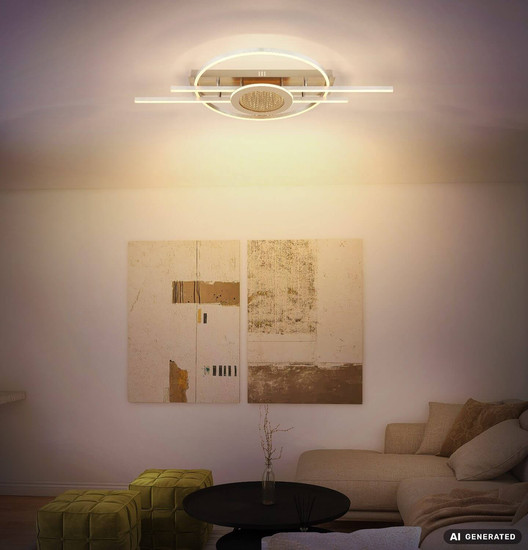 Globo LED Deckenleuchte Donte 40W warmweiss Silberfarben matt gebürstet Metall Aluminium 95x50cm