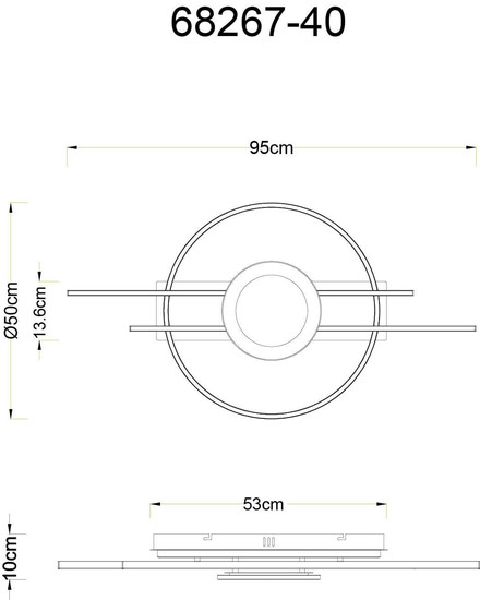 Globo LED Deckenleuchte Donte 40W warmweiss Silberfarben matt gebürstet Metall Aluminium 95x50cm