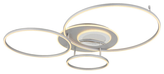 Globo LED Deckenleuchte Johnson 60W dimmbar Fernbedienung CCT warm-/tageslichtweiss Silberfarben gebürstet Metall Aluminium 3D-Effekt 117x86cm