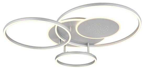 Globo LED Deckenleuchte Johnson 40W dimmbar Fernbedienung CCT warm-/tageslichtweiss Silberfarben gebürstet Metall Aluminium 81x70cm