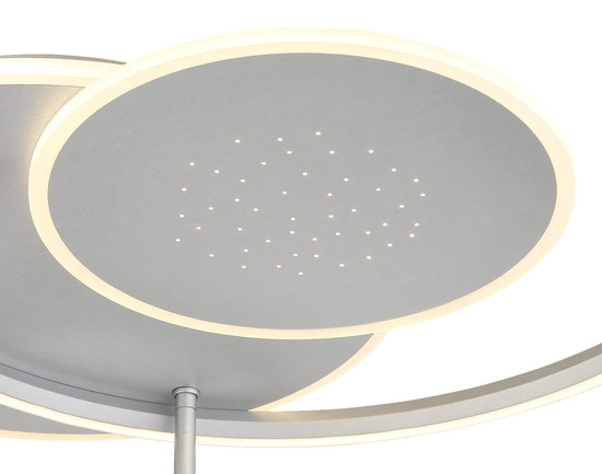 Globo LED Deckenleuchte Johnson 40W dimmbar Fernbedienung CCT warm-/tageslichtweiss Silberfarben gebürstet Metall Aluminium 81x70cm