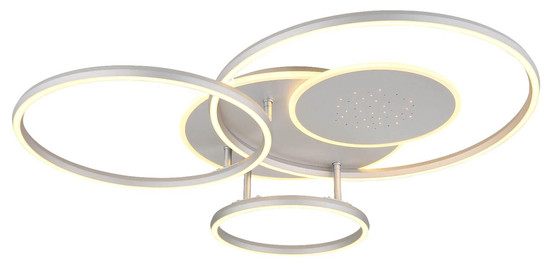 Globo LED Deckenleuchte Johnson 40W dimmbar Fernbedienung CCT warm-/tageslichtweiss Silberfarben gebürstet Metall Aluminium 81x70cm