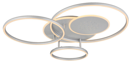 Globo LED Deckenleuchte Johnson 40W dimmbar Fernbedienung CCT warm-/tageslichtweiss Silberfarben gebürstet Metall Aluminium 81x70cm