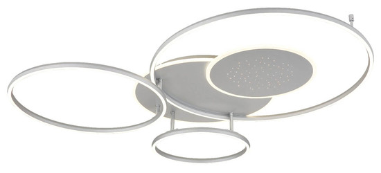 Globo LED Deckenleuchte Johnson 60W dimmbar Fernbedienung CCT warm-/tageslichtweiss Silberfarben gebürstet Metall Aluminium Sterneneffekt 117x86cm