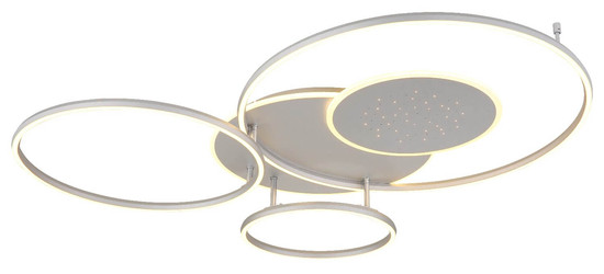 Globo LED Deckenleuchte Johnson 60W dimmbar Fernbedienung CCT warm-/tageslichtweiss Silberfarben gebürstet Metall Aluminium Sterneneffekt 117x86cm
