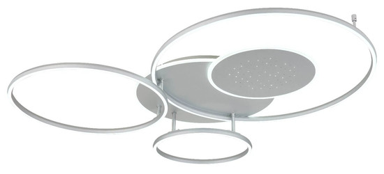 Globo LED Deckenleuchte Johnson 60W dimmbar Fernbedienung CCT warm-/tageslichtweiss Silberfarben gebürstet Metall Aluminium Sterneneffekt 117x86cm