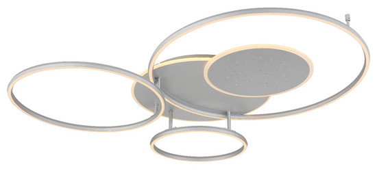 Globo LED Deckenleuchte Johnson 60W dimmbar Fernbedienung CCT warm-/tageslichtweiss Silberfarben gebürstet Metall Aluminium Sterneneffekt 117x86cm