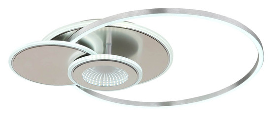 Globo LED Deckenleuchte Beltran 24W dimmbar Fernbedienung CCT warm-/tageslichtweiss Silberfarben matt gebürstet Metall Aluminium 56x45cm