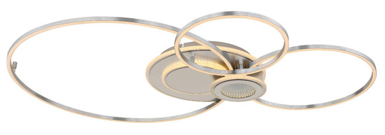 Globo LED Deckenleuchte Beltran 36W dimmbar Fernbedienung CCT warm-/tageslichtweiss Silberfarben matt gebürstet Metall Aluminium 103,5x65cm