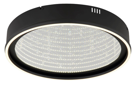 Globo LED Deckenleuchte Mirrora 40W dimmbar Fernbedienung CCT warm-/tageslichtweiss Schwarz matt verspiegelt 3D Effekt Metall Glas Ø51,5cm
