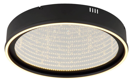 Globo LED Deckenleuchte Mirrora 40W dimmbar Fernbedienung CCT warm-/tageslichtweiss Schwarz matt verspiegelt 3D Effekt Metall Glas Ø51,5cm