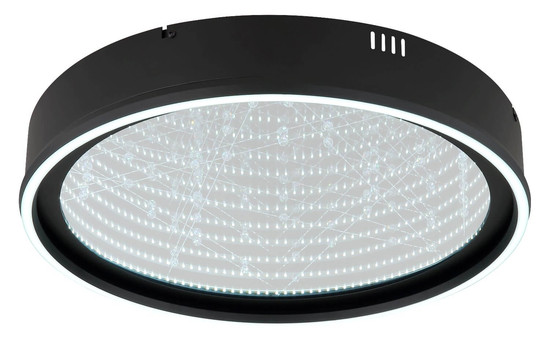 Globo LED Deckenleuchte Mirrora 40W dimmbar Fernbedienung CCT warm-/tageslichtweiss Schwarz matt verspiegelt 3D Effekt Metall Glas Ø51,5cm