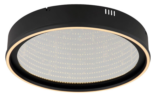 Globo LED Deckenleuchte Mirrora 40W dimmbar Fernbedienung CCT warm-/tageslichtweiss Schwarz matt verspiegelt 3D Effekt Metall Glas Ø51,5cm