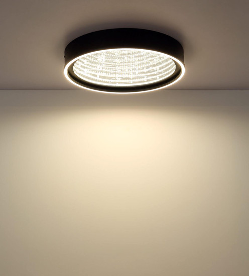 Globo LED Deckenleuchte Mirrora 40W dimmbar Fernbedienung CCT warm-/tageslichtweiss Schwarz matt verspiegelt 3D Effekt Metall Glas Ø51,5cm