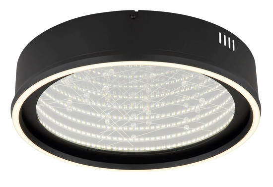 Globo LED Deckenleuchte Mirrora 24W dimmbar Fernbedienung CCT warm-/tageslichtweiss Schwarz matt verspiegelt 3D Effekt Metall Glas Ø40cm