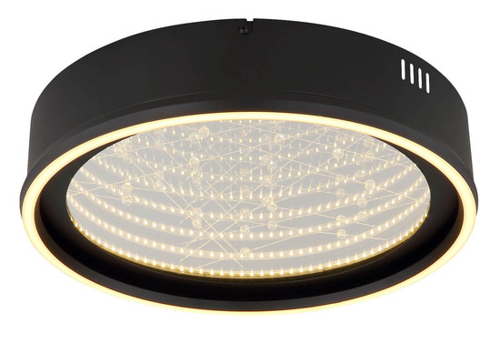 Globo LED Deckenleuchte Mirrora 24W dimmbar Fernbedienung CCT warm-/tageslichtweiss Schwarz matt verspiegelt 3D Effekt Metall Glas Ø40cm