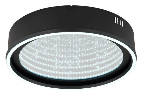 Globo LED Deckenleuchte Mirrora 24W dimmbar Fernbedienung CCT warm-/tageslichtweiss Schwarz matt verspiegelt 3D Effekt Metall Glas Ø40cm