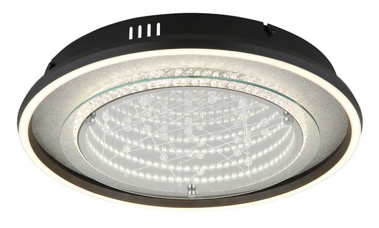 Globo LED Deckenleuchte Mirrora 24W CCT warm-/neutral-/tageslichtweiss Schwarz matt verspiegelt 3D Effekt Aluminium Glas Ø40cm