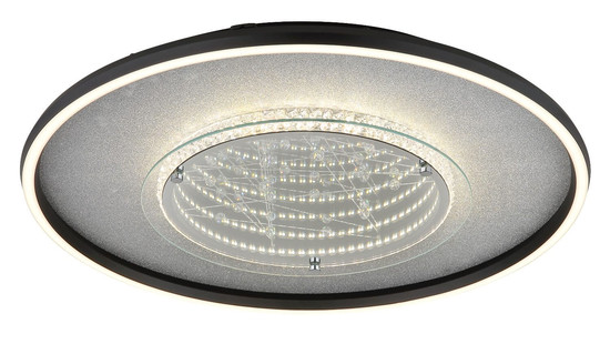 Globo LED Deckenleuchte Mirrora 40W CCT warm-/neutral-/tageslichtweiss Schwarz matt verspiegelt 3D Effekt Aluminium Glas Ø51,5cm
