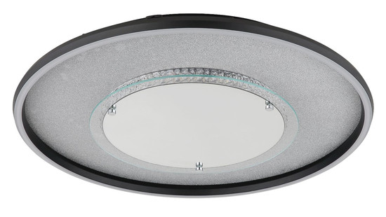 Globo LED Deckenleuchte Mirrora 40W CCT warm-/neutral-/tageslichtweiss Schwarz matt verspiegelt 3D Effekt Aluminium Glas Ø51,5cm