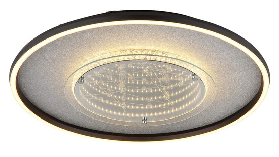 Globo LED Deckenleuchte Mirrora 40W CCT warm-/neutral-/tageslichtweiss Schwarz matt verspiegelt 3D Effekt Aluminium Glas Ø51,5cm