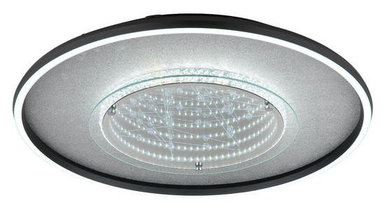 Globo LED Deckenleuchte Mirrora 40W CCT warm-/neutral-/tageslichtweiss Schwarz matt verspiegelt 3D Effekt Aluminium Glas Ø51,5cm