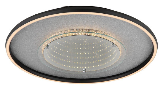 Globo LED Deckenleuchte Mirrora 40W CCT warm-/neutral-/tageslichtweiss Schwarz matt verspiegelt 3D Effekt Aluminium Glas Ø51,5cm