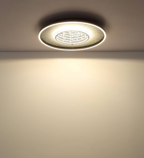 Globo LED Deckenleuchte Mirrora 40W CCT warm-/neutral-/tageslichtweiss Schwarz matt verspiegelt 3D Effekt Aluminium Glas Ø51,5cm