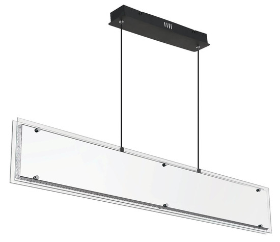 Globo LED Pendelleuchte Mirrora 40W dimmbar Fernbedienung CCT warm-/tageslichtweiss Schwarz matt verspiegelt 3D Effekt Metall Glas 120x113cm