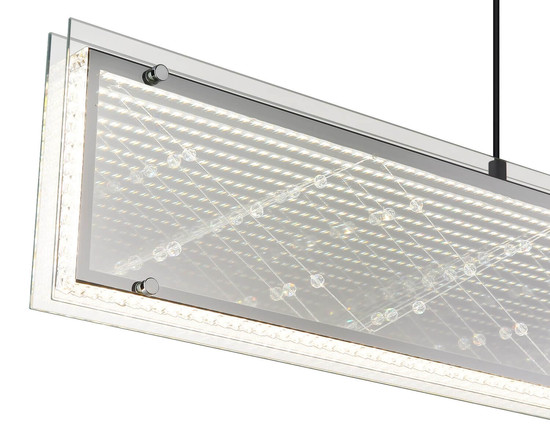 Globo LED Pendelleuchte Mirrora 40W dimmbar Fernbedienung CCT warm-/tageslichtweiss Schwarz matt verspiegelt 3D Effekt Metall Glas 120x113cm