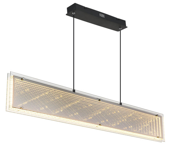 Globo LED Pendelleuchte Mirrora 40W dimmbar Fernbedienung CCT warm-/tageslichtweiss Schwarz matt verspiegelt 3D Effekt Metall Glas 120x113cm