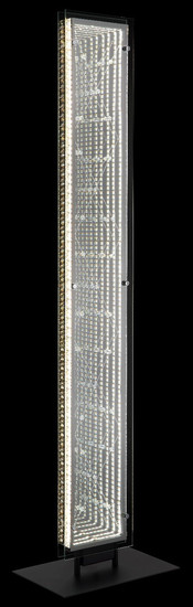 Globo LED Stehleuchte Mirrora 45W dimmbar Fernbedienung CCT warm-/tageslichtweiss Schwarz matt verspiegelt 3D Effekt Metall Glas 117cm