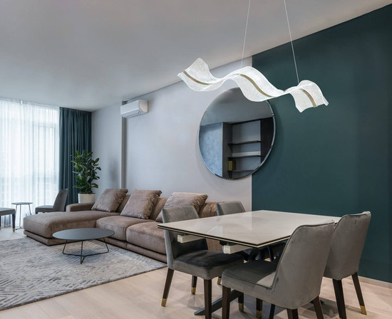 Globo LED Pendelleuchte Saque 32W dimmbar Fernbedienung CCT warm-/tageslichtweiss Nickel matt Metall 120x101cm