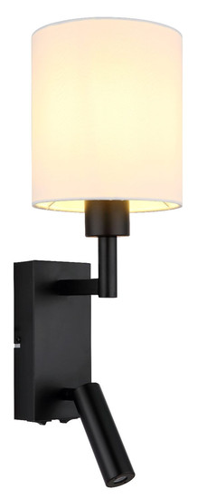 Globo Wandleuchte Zamora E27 + LED 3W warmweiss Schwarz matt weiß Metall Textil 45,5x15cm