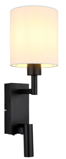 Globo Wandleuchte Zamora E27 + LED 3W warmweiss Schwarz matt weiß Metall Textil 45,5x15cm