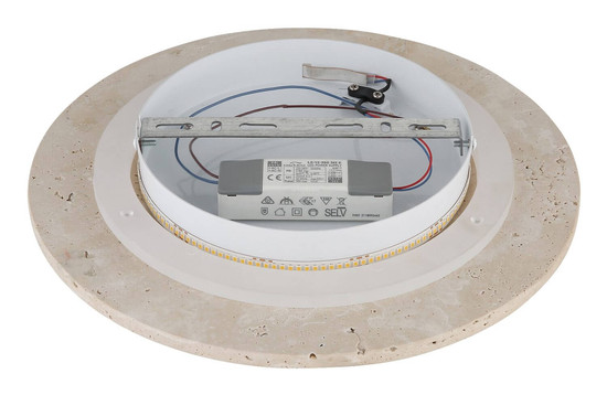 Globo LED Wandleuchte Jillian 14W warmweiss Weiß matt Metall Travertine Stein Ø30cm