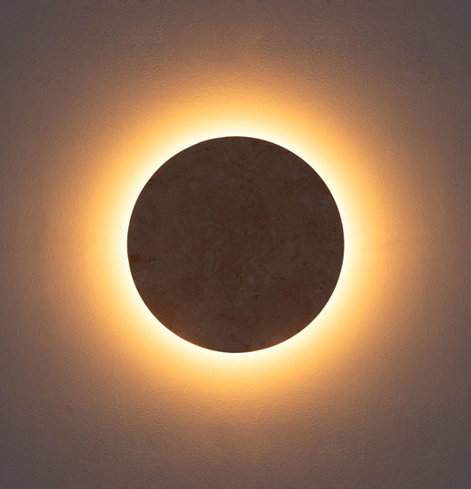 Globo LED Wandleuchte Jillian 14W warmweiss Weiß matt Metall Travertine Stein Ø30cm