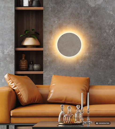 Globo LED Wandleuchte Jillian 14W warmweiss Weiß matt Metall Travertine Stein Ø30cm