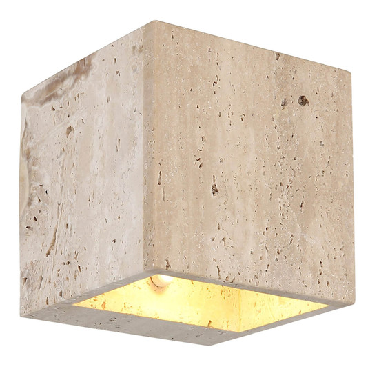 Globo LED Wandleuchte Rojas 6W warmweiss Weiß matt Metall Travertine Stein 12x12cm