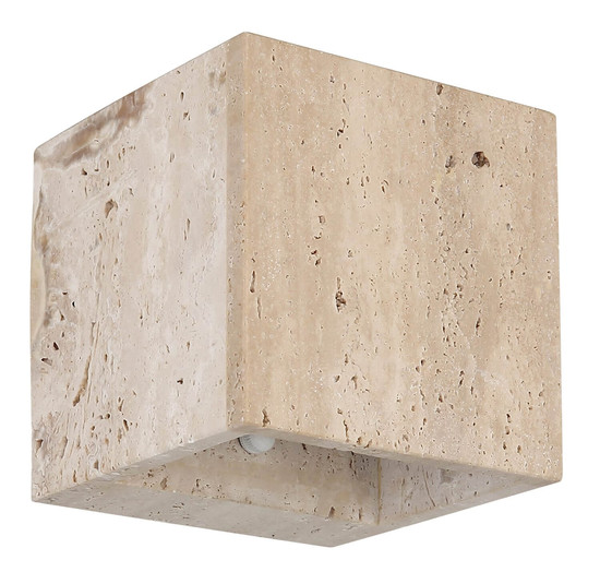 Globo LED Wandleuchte Rojas 6W warmweiss Weiß matt Metall Travertine Stein 12x12cm