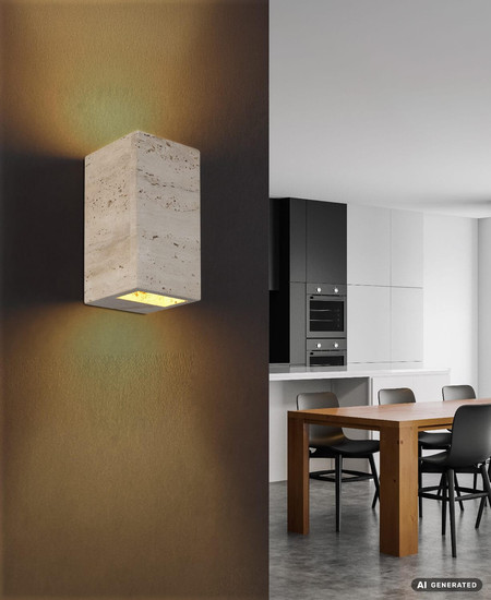 Globo LED Wandleuchte Rojas 6W warmweiss Weiß matt Metall Travertine Stein 16x8cm