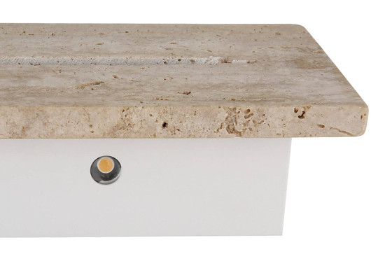 Globo LED Wandleuchte Rojas 17W warmweiss Weiß matt Metall Travertine Stein 40x11cm