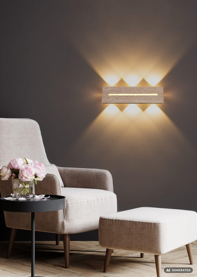 Globo LED Wandleuchte Rojas 17W warmweiss Weiß matt Metall Travertine Stein 40x11cm