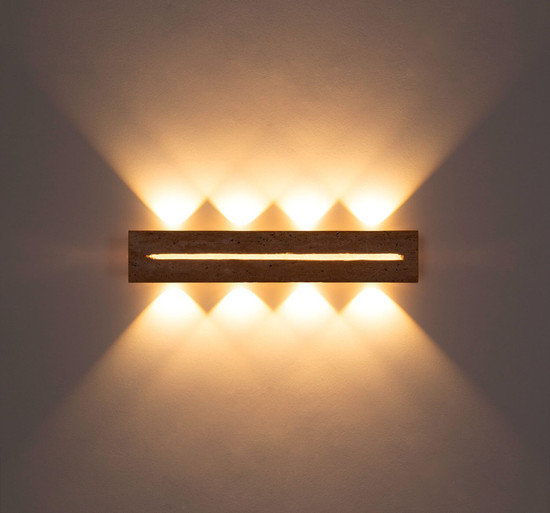 Globo LED Wandleuchte Rojas 21W warmweiss Weiß matt Metall Travertine Stein 60x11cm